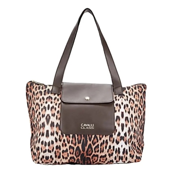 Cavalli Class Women’s Leopard Print Nylon Tote Bag - Picture 1 of 9